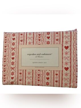 Cupcakes & Cashmere Love Crazy Heart Flower Bow Sheet Set New